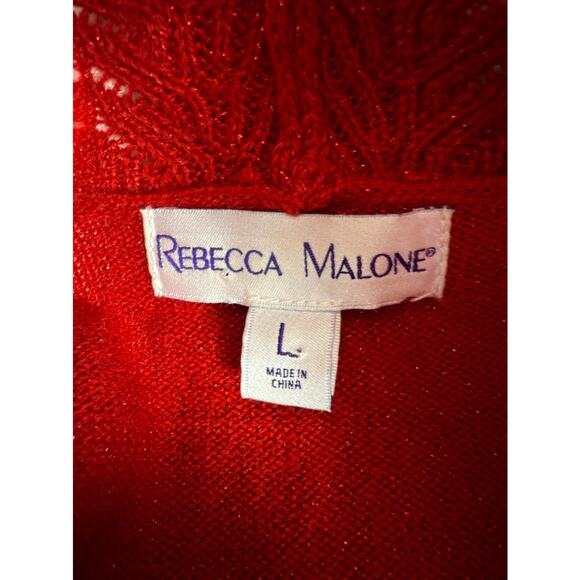 Rebecca Malone Size L Casual Pullover Sweater Top Red Long Sleeve Outdoor - Picture 5 of 7